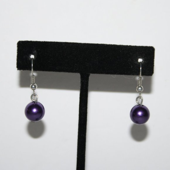 💜 Silver & Purple Pearl Dangle Earrings · 1.5" · Twilight Glow ✨ - Picture 1 of 4